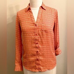 The Limited Ashton Orange Tan Print XS Boho Artsy Retro Capsule Wardrobe Top